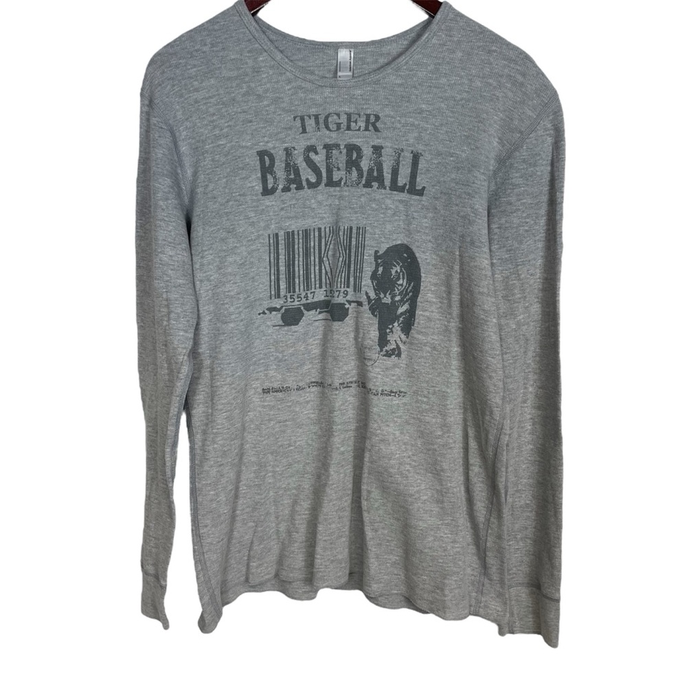 American Apparel Detroit Tiger's Baseball Long Sleeve Thermal Shirt Size L